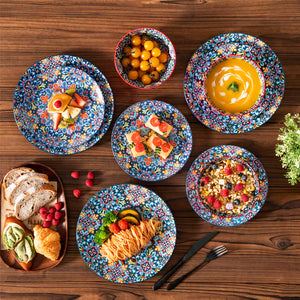 Simi 12 Piece Dinnerware Set with Front-Only Boho Pattern