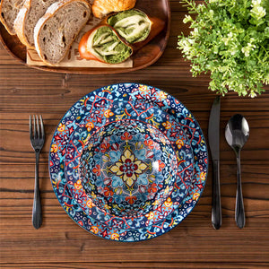 Simi 12 Piece Dinnerware Set with Front-Only Boho Pattern
