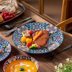 Simi 12 Piece Dinnerware Set with Front-Only Boho Pattern