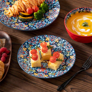 Simi 12 Piece Dinnerware Set with Front-Only Boho Pattern