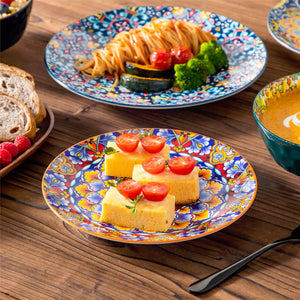 Simi 12 Piece Dinnerware Set with Front-Only Boho Pattern