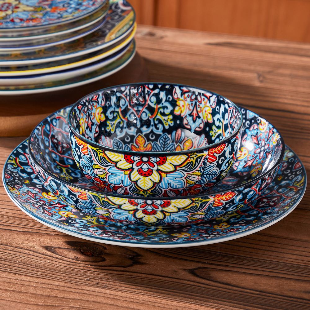 Simi 24 Piece Dinnerware Set with Double-Sided Bowls