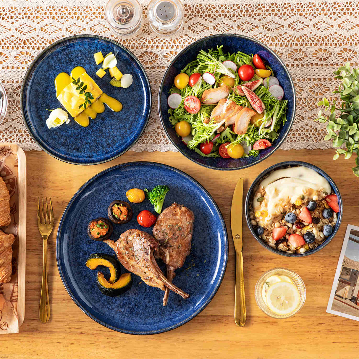 Starry Lipped-Edge 24 Piece Dinnerware Set