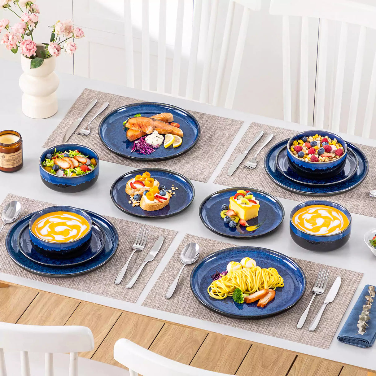 Starry Lipped-Edge 12 Piece Dinnerware Set