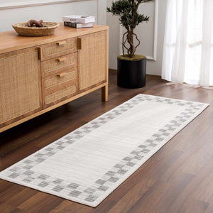 Azrika Gray Checkered Washable Rug - Clearance