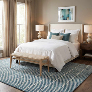 Finial Blue Wool Area Rug