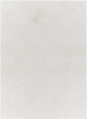 Aucoin Cream 3D Rainbow Washable Area Rug