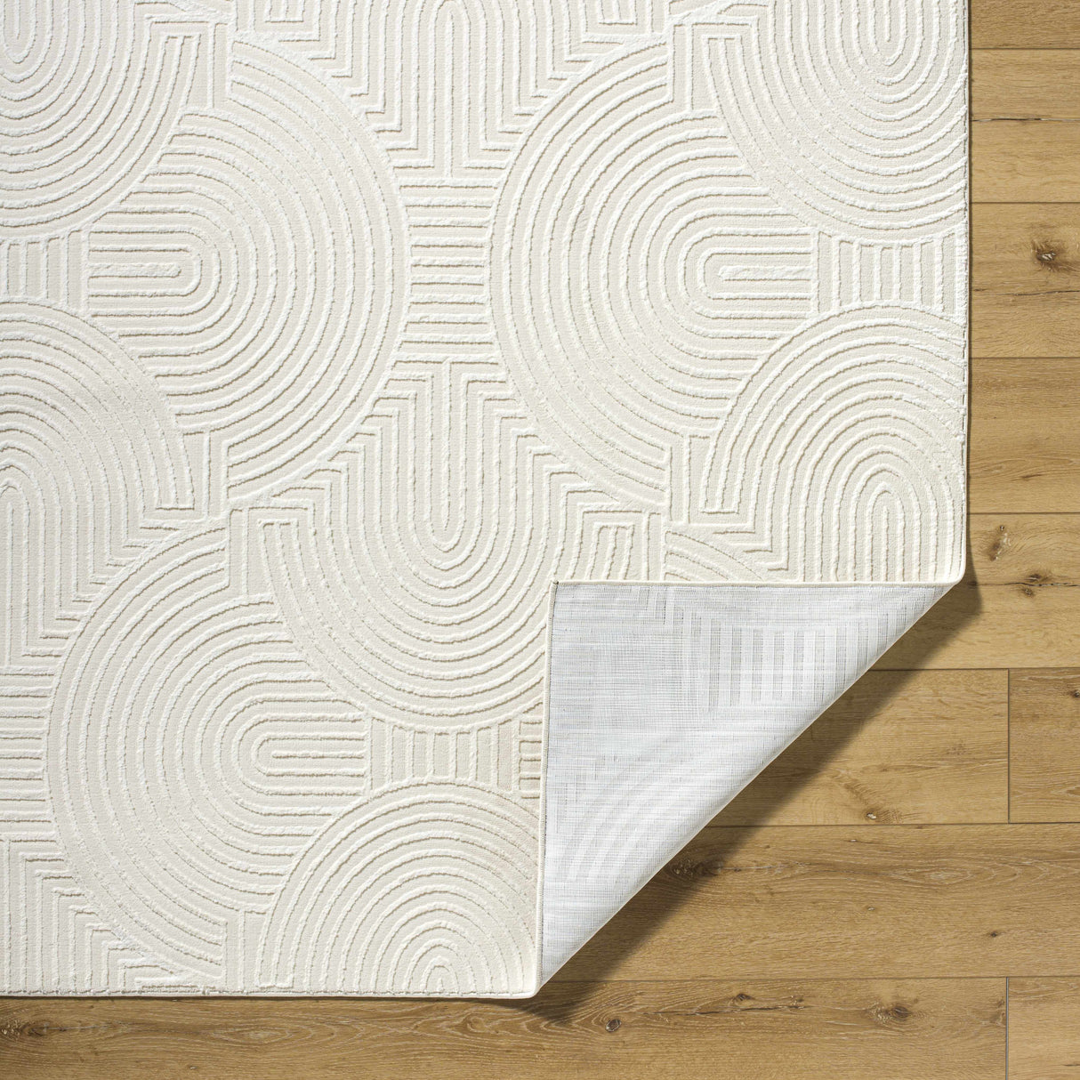 Aucoin Cream 3D Rainbow Washable Area Rug