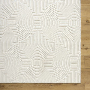 Aucoin Cream 3D Rainbow Washable Area Rug