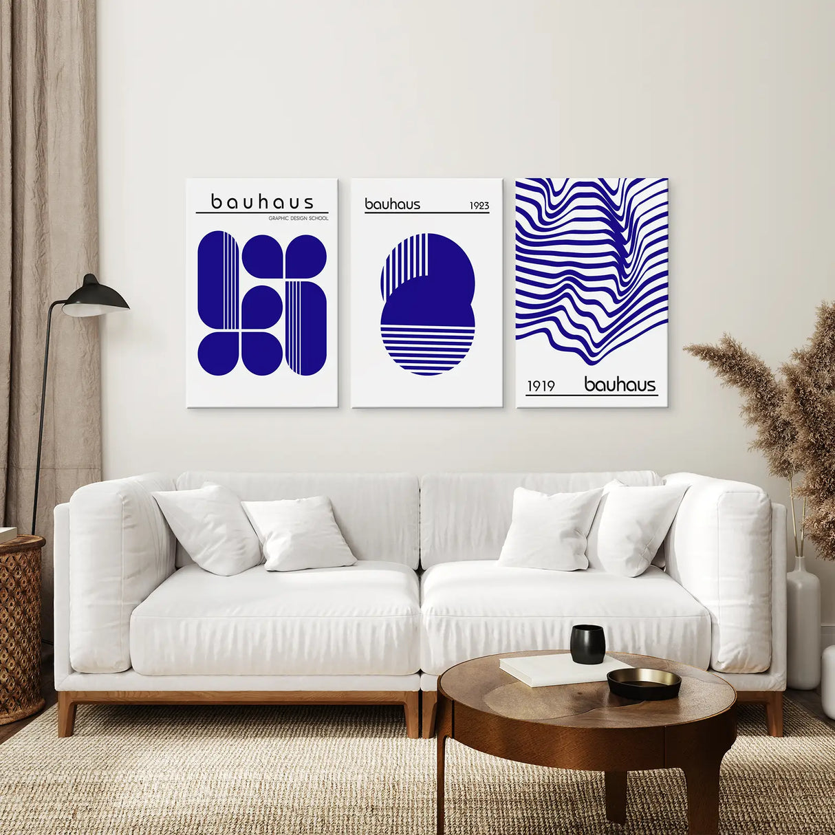 Minimalist Bauhaus Wall Art 3 Piece Print Set