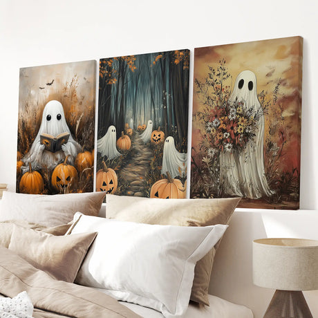 Ghosts Halloween Trendy Wall Art Poster Set Decor