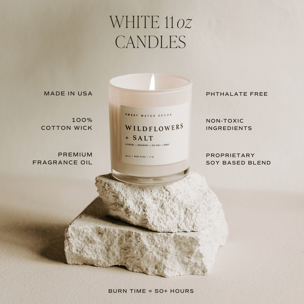 Cashmere and Vanilla Soy Candle - White Jar - 11 oz