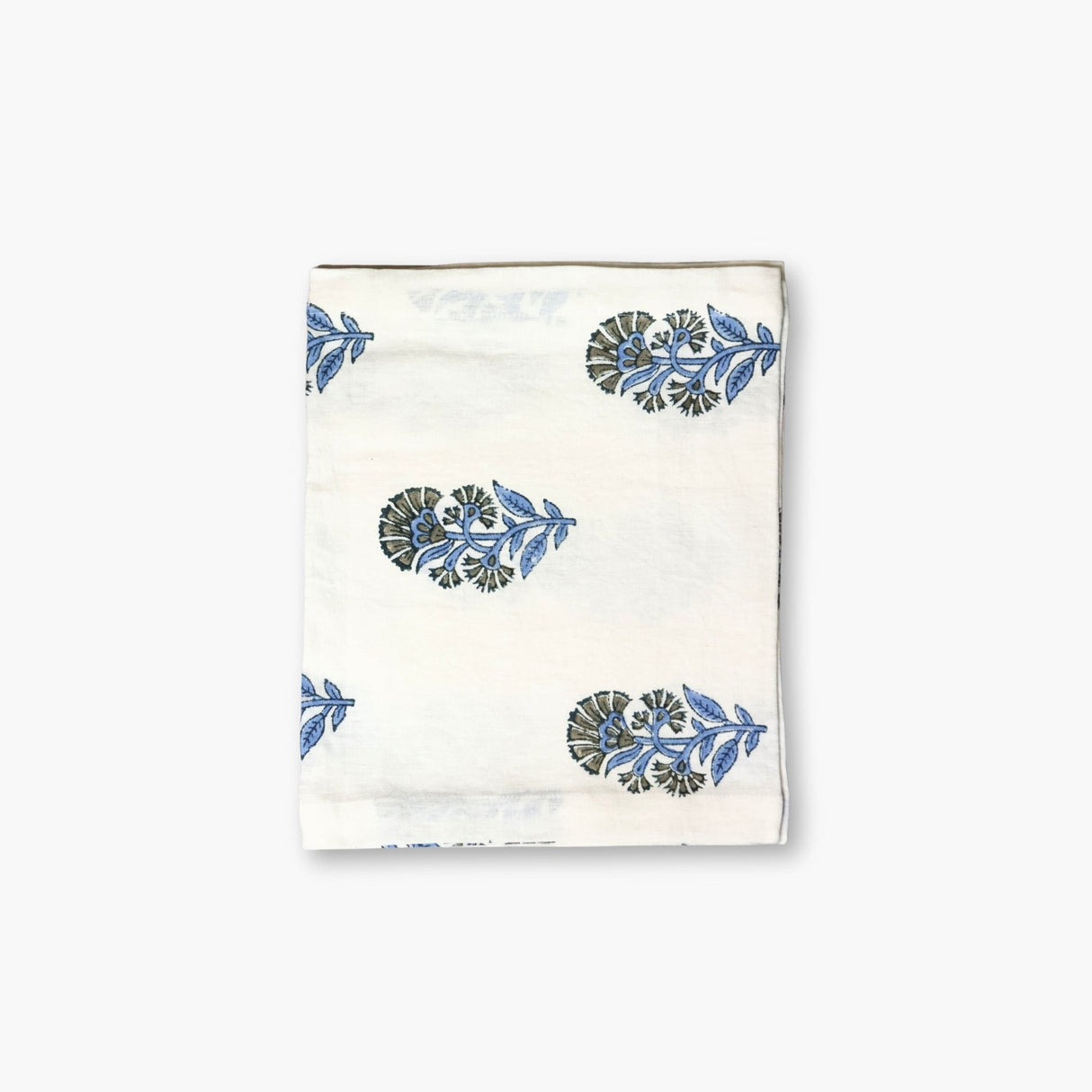 Begum Linen Hand-Printed Runner - Cornflour Blue