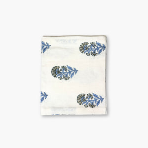 Begum Linen Hand-Printed Runner - Cornflour Blue