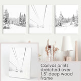Winter Skiing Black White Wall Art. Ski Lift, Snowy Forest
