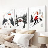 Alpine Skiing Winter Set of 3 Prints Home Wall Art