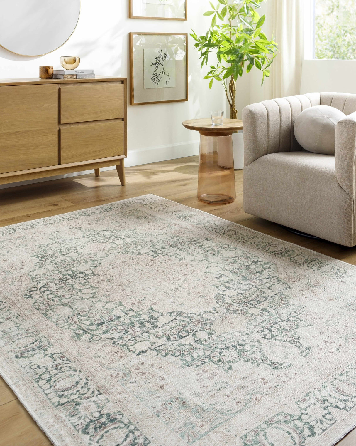 Yanis Vintage Flat Pile Washable Rug