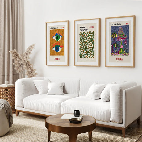 Yayoi Kusama Exhibition Wall Art Set of 3 Prints