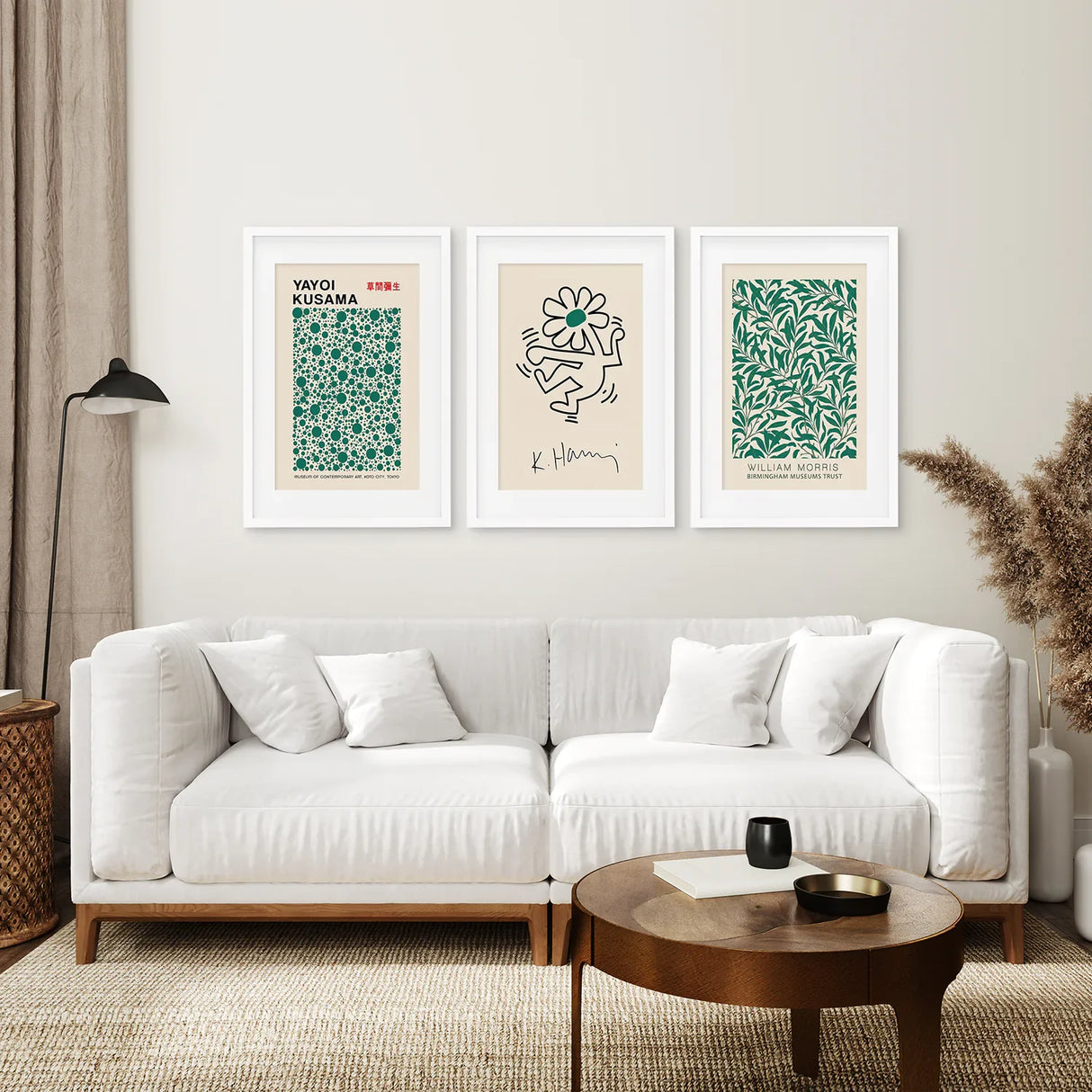 Exhibition Green Art Set of 3 Abstract Print