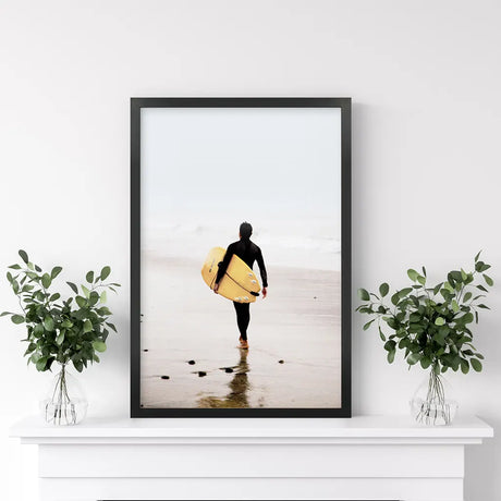 Yellow Surfboard Poster. Coastal Lifestyle Themed Print