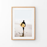 Yellow Surfboard Poster. Coastal Lifestyle Themed Print