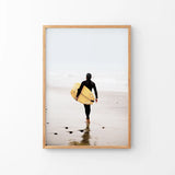 Yellow Surfboard Poster. Coastal Lifestyle Themed Print