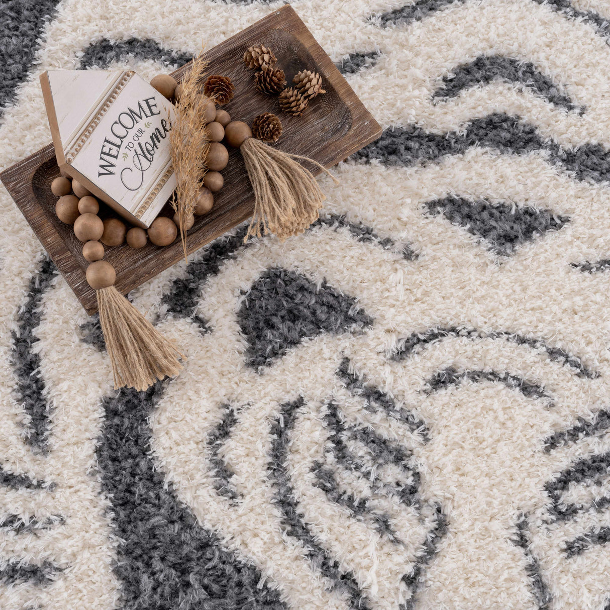 Zane Charcoal Tibetan Tiger Plush Rug