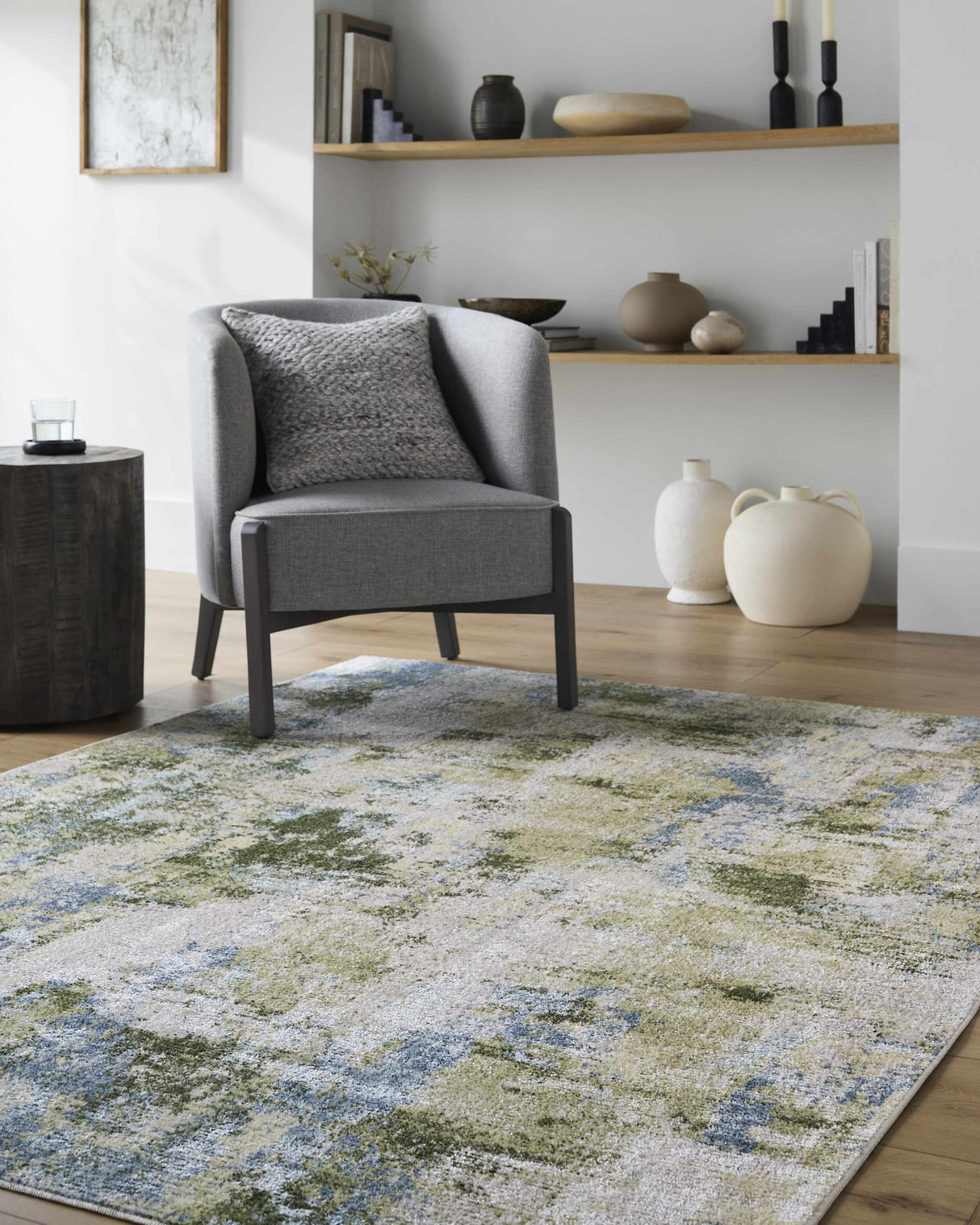 Anitra Green Washable Area Rug