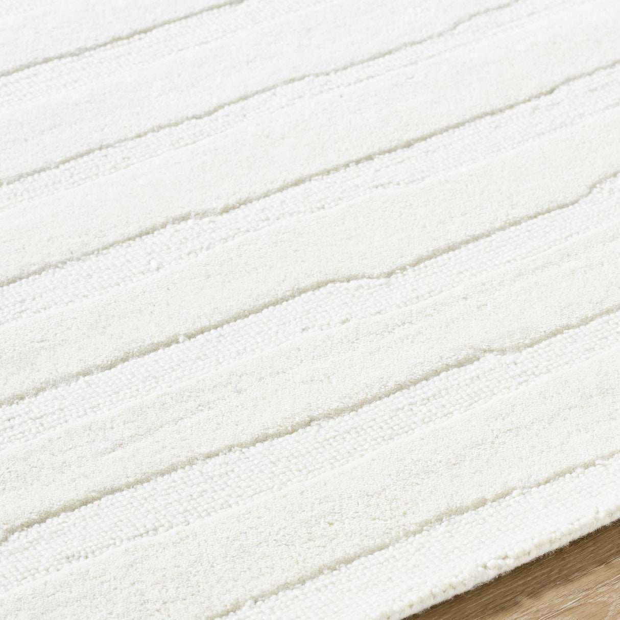 Zerah White Wool Area Rug