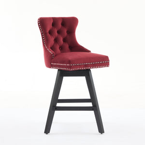A&A Furniture Swivel Velvet Barstools with Button Tufted Decoration - view 4