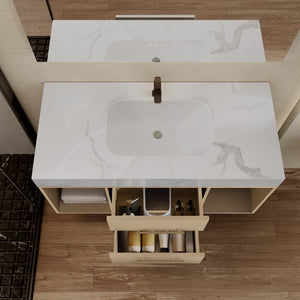 39.4" Floating Bathroom Vanity with Ceramic Sink
