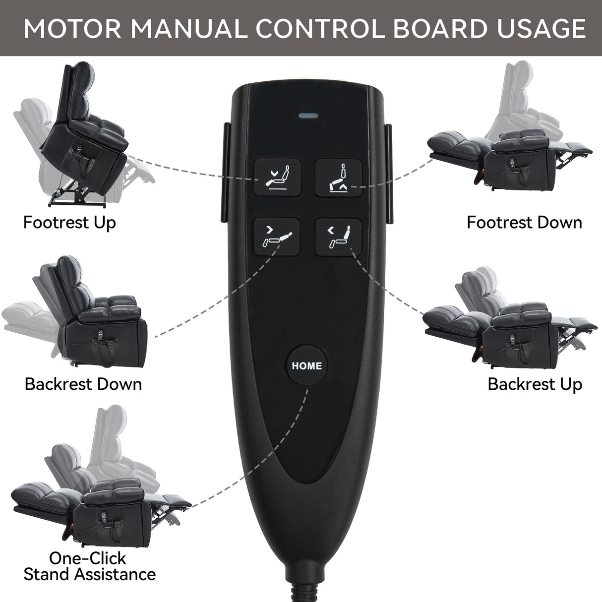 Black Leatheraire Heat Massage Recliner