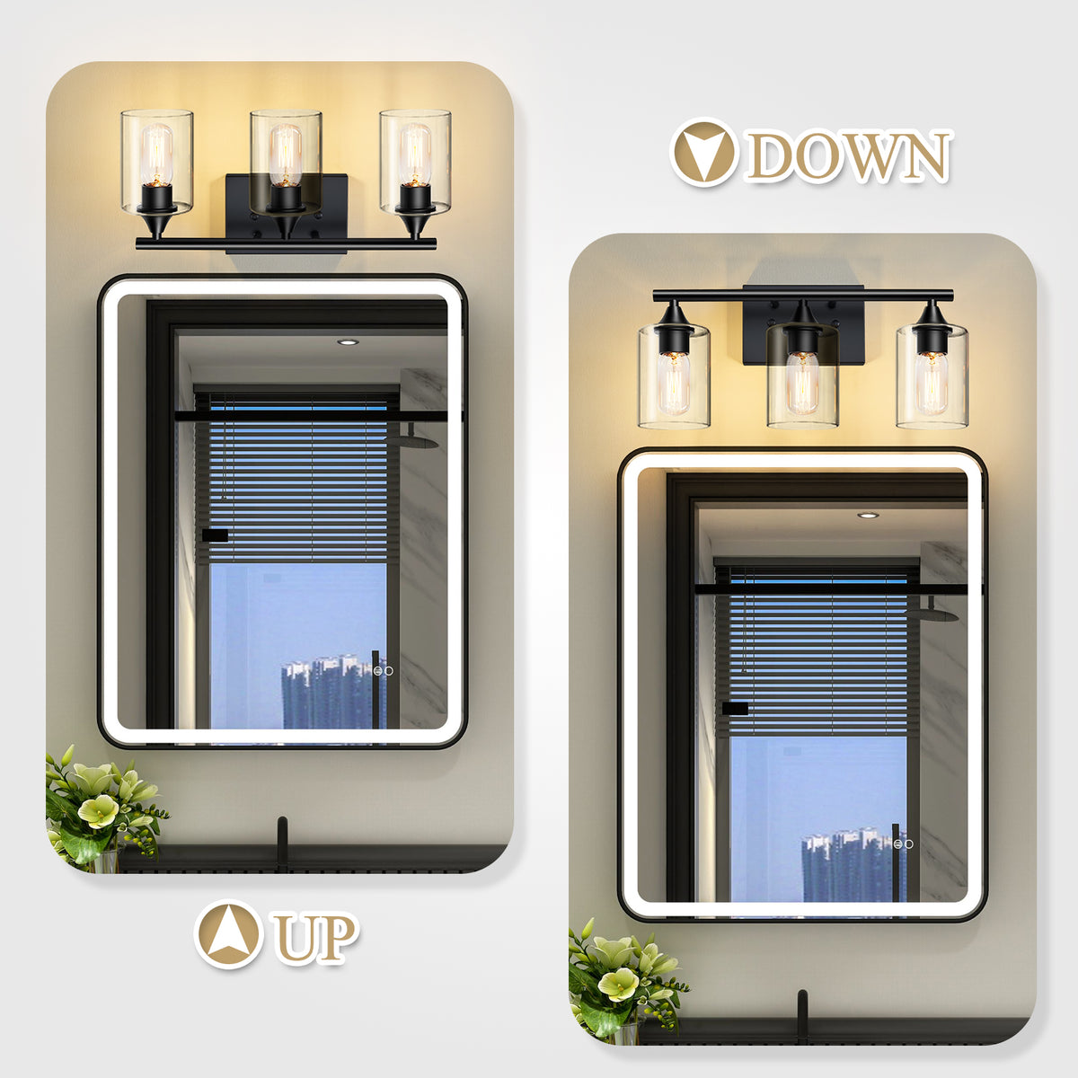 3-Light Matte Bathroom Vanity Wall Light