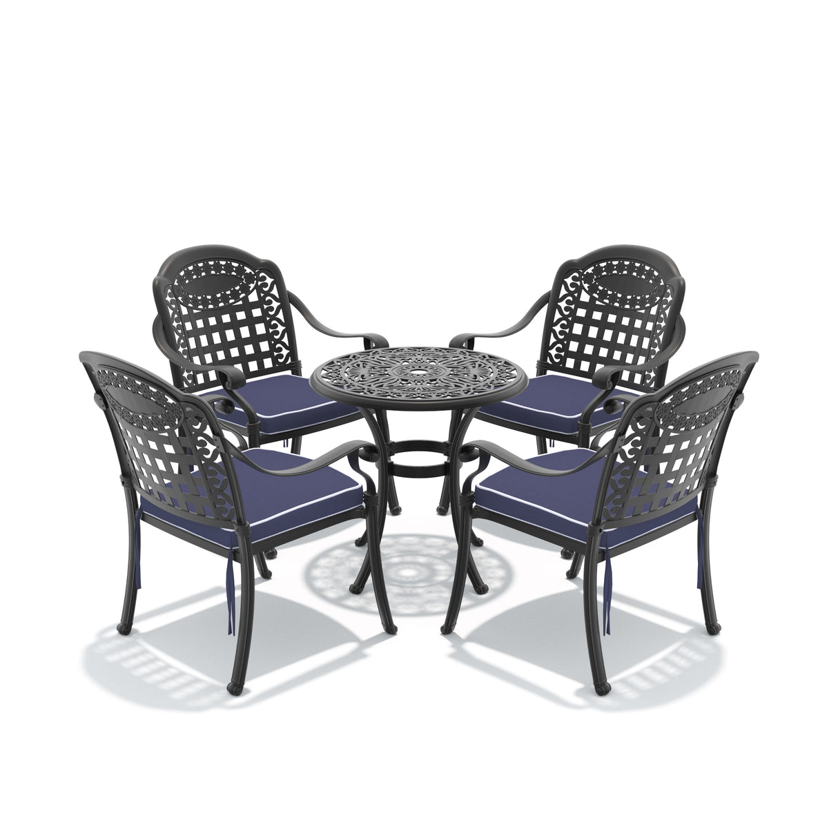 5-Piece Cast Aluminum Patio Furniture Set with Cushions