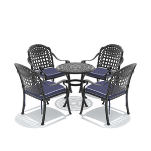 5-Piece Cast Aluminum Patio Furniture Set with Cushions
