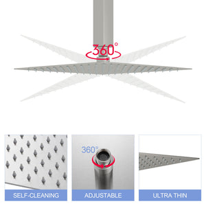 Modern 10" Square Rainfall Shower Head & Stainless Steel Wall Or Ceiling Mount Luxury Spa Shower Panel