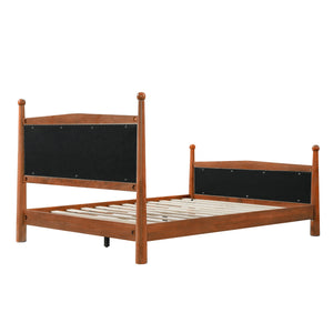 Queen Size Upholstered Platform Bed Frame with Wooden Slat Support