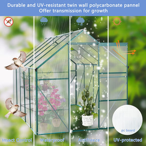 Polycarbonate house Raised Base And Anchor Aluminum Heavy Duty Walk-In houses For Outdoor Backyard In All Season