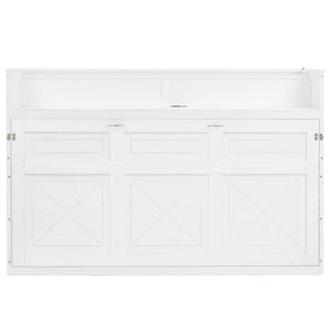 Murphy Bed With Desk, LED Light And USB Charging Station