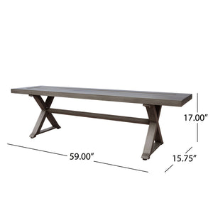 Modern Aluminum Outdoor Dining Bench With X Base - Dark Gray - Best Buy Furniture