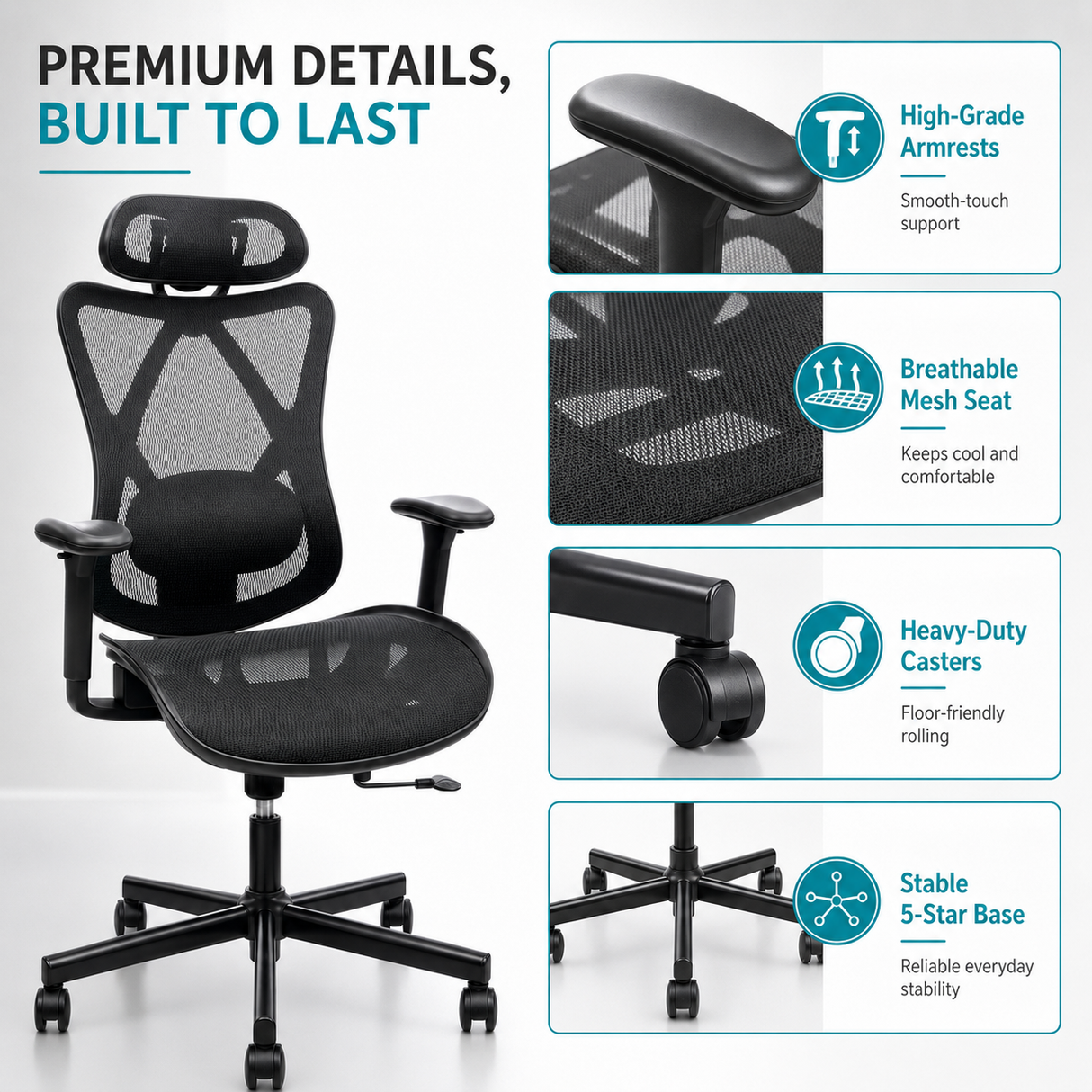 Ergonomic Office Chair with Adjustable Lumbar Support