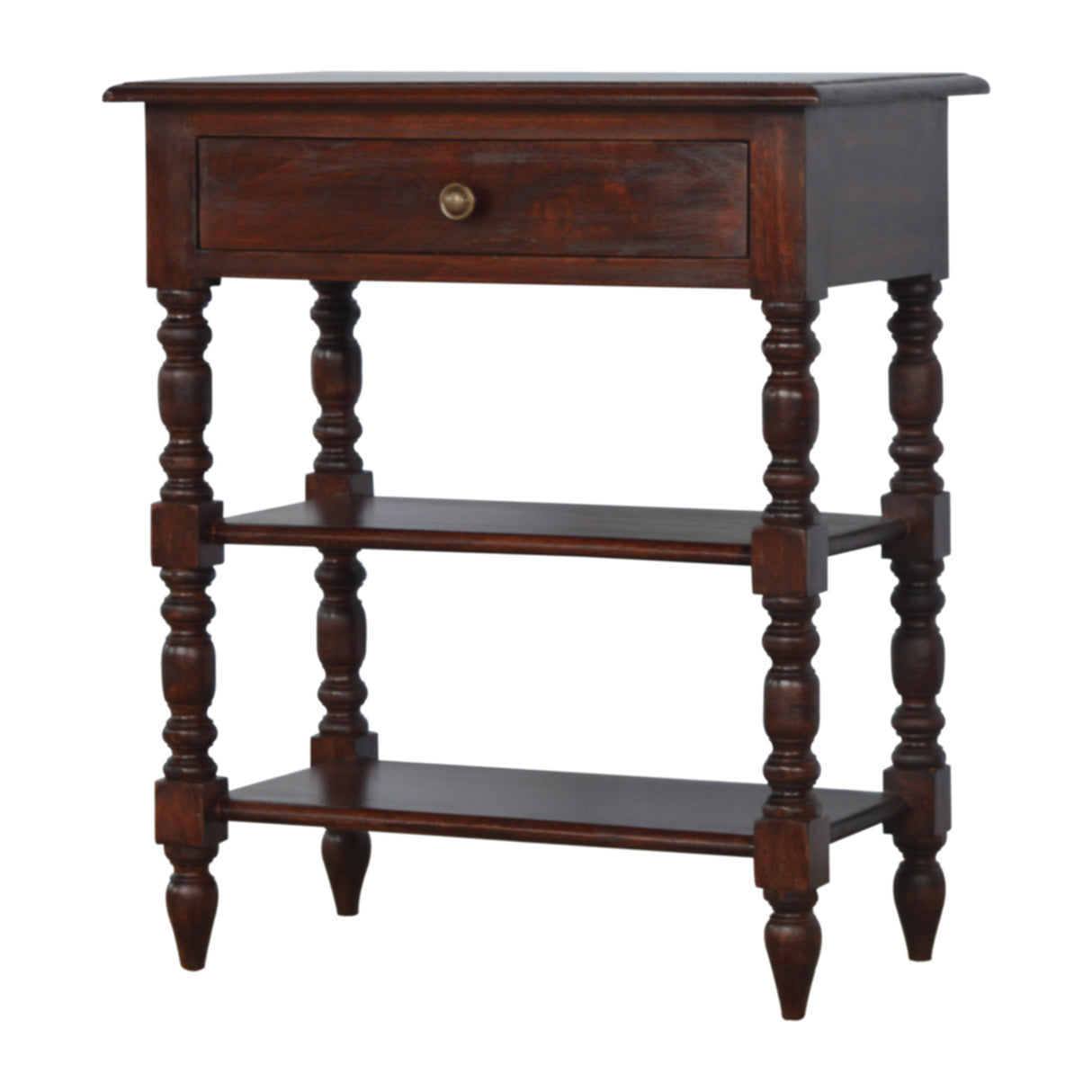 Solid Wood Turned Occasional Table, 1-Drawer