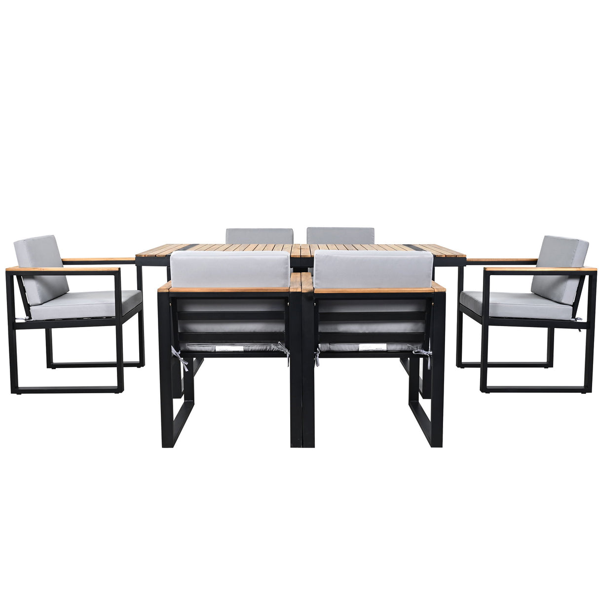 7 Pieces Outdoor Dining Set Patio Dining Table And Chair Set With And Removable Cushions For Patio