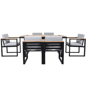 7 Pieces Outdoor Dining Set Patio Dining Table And Chair Set With And Removable Cushions For Patio