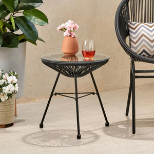Nusa - Modern Rattan Side Table With Tempered Glass Top - Best Buy Furniture