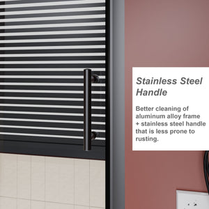 Sliding Shower Door For Bathtub - Matt Black