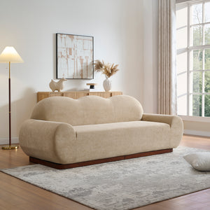 88 in. Round Arm Cloud Curved 3 Seater Modern Upholstered Velvet Sofa