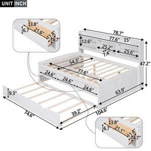 Captain Bed With Built In Bookshelves, 3 Storage Drawers, And Trundle