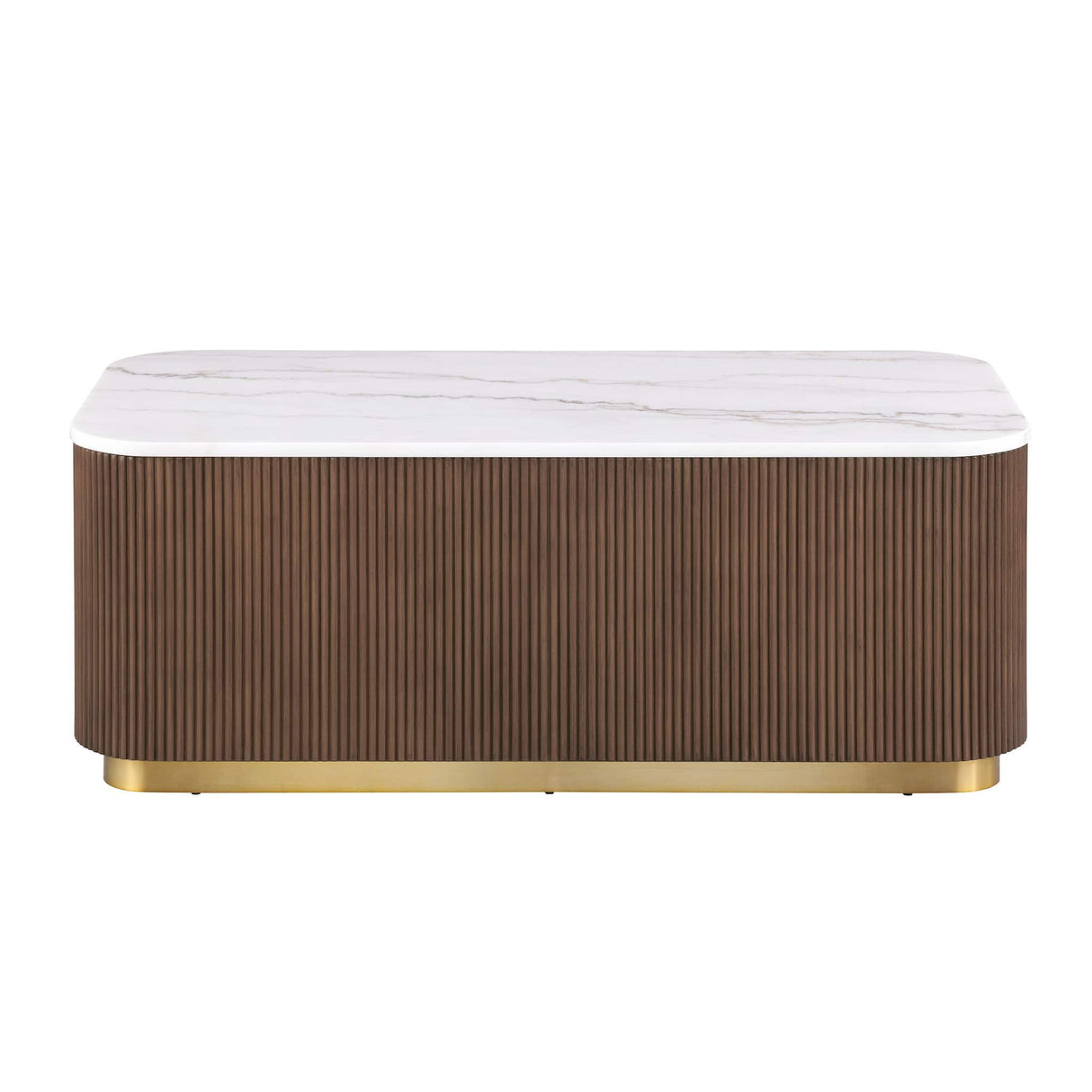 3 Piece Table Set (Rectangle Cocktail Table And Two Square End Tables) - Brown / Gold / White