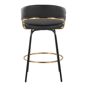 Jie - Fixed Height Contemporary Counter Stool With Swivel Round Footrest (Set of 2)